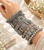 Set of 7pc Vintage Oxidized Silver Brass Kada Bangles