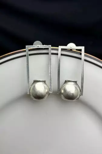 Oxidized Pot shaped Earrings, Minimalist Geometric Earrings