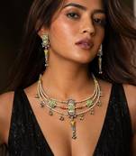 Tribal Enamel Ghungroo Heritage Statement necklace with earrings