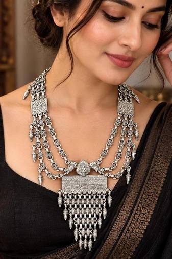 Boho Afghani Tribal Long Rani Haar Layered Necklace