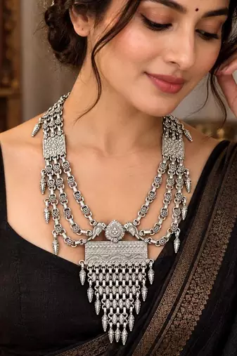 Boho Afghani Tribal Long Rani Haar Layered Necklace