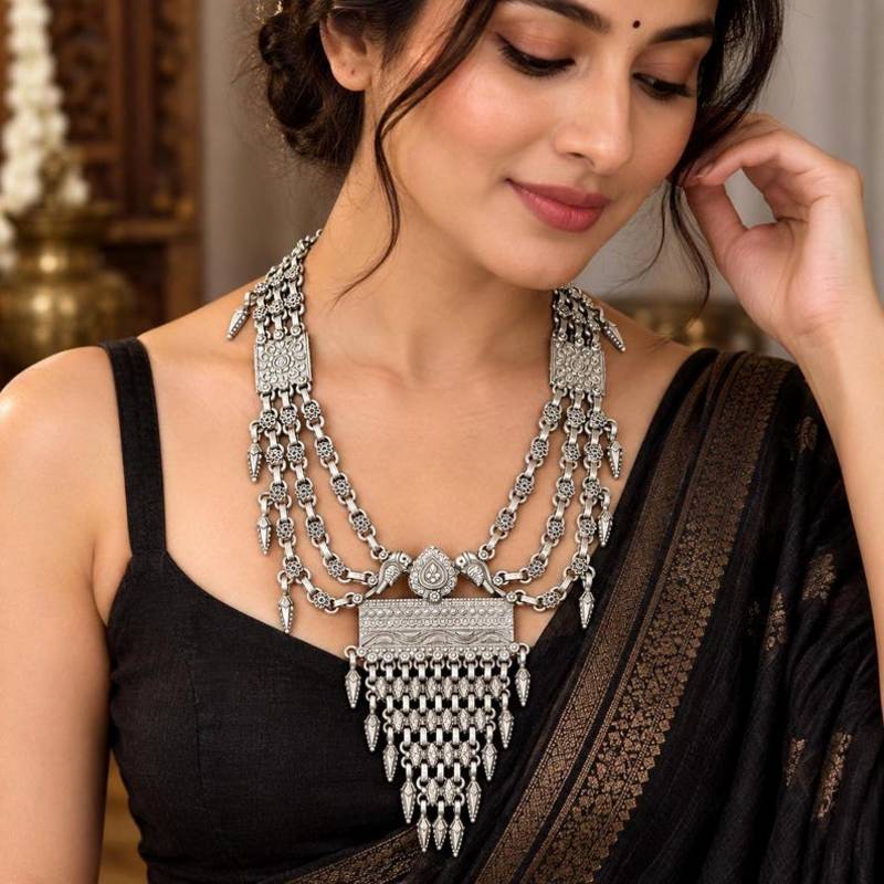 Boho Afghani Tribal Long Rani Haar Layered Necklace