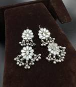 Afghani Glass Mirror Earrings: Oxidized Indian Boho Jewelry