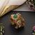 Gold plated emerald green polki cuff bangle