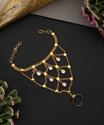 Gold plated polki hathphool 2