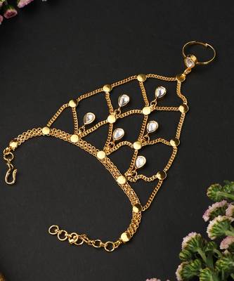 Gold plated polki hathphool 3