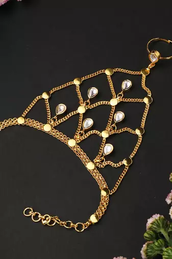 Gold plated polki hathphool