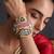 Multicolor gold plated polki cuff bangle