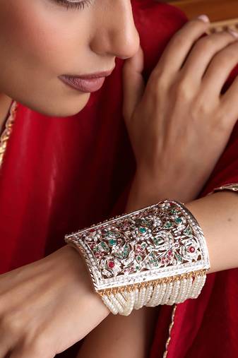 Multicolor gold plated jadau bracelet