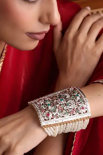 Multicolor gold plated jadau bracelet