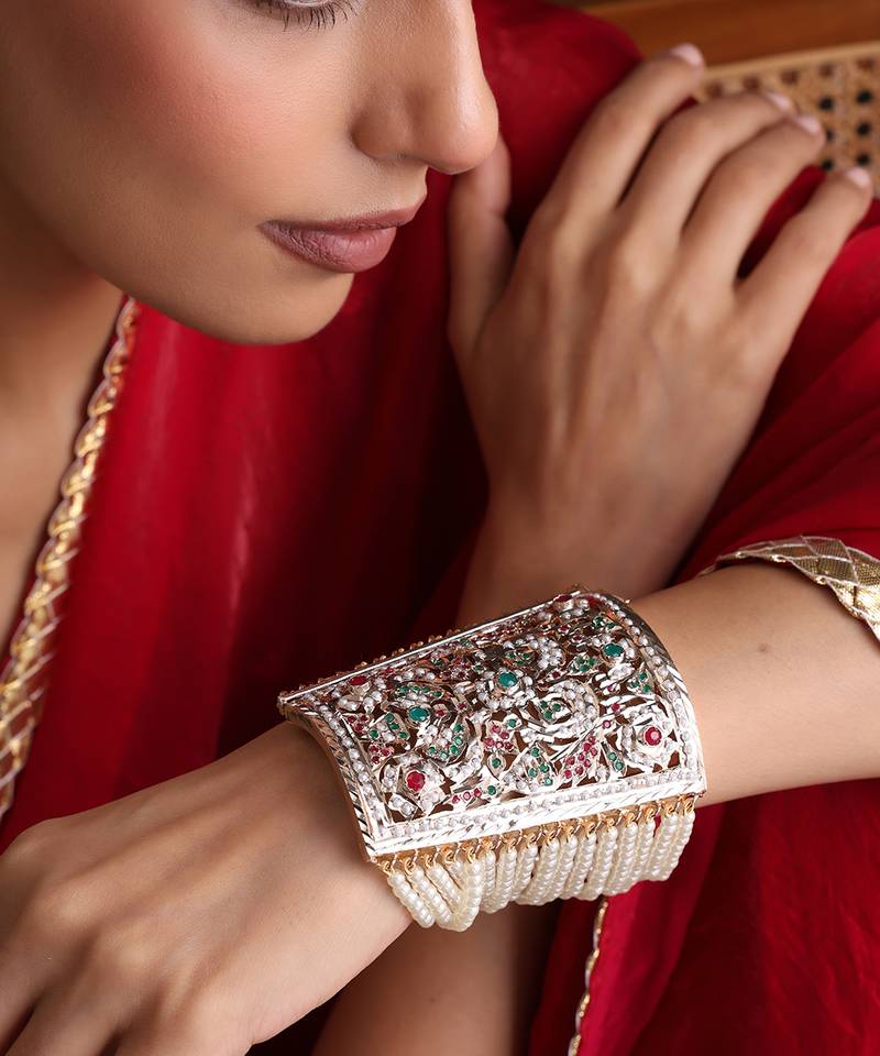 Multicolor gold plated jadau bracelet