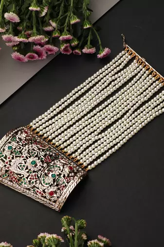 Multicolor gold plated jadau bracelet