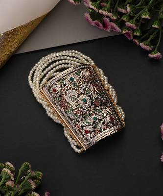 Multicolor gold plated jadau bracelet 3