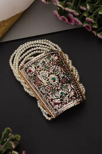 Multicolor gold plated jadau bracelet