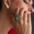 Gold plated mint green polki adjustable ring