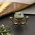Gold plated mint green polki adjustable ring