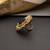 Gold plated blue polki adjustable ring