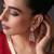 Gold plated ruby red polki jhumka earrings
