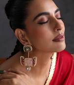 Gold plated multicolor polki dangler earrings