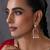 Gold plated red polki dangler earrings
