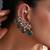 Gold plated emerald green polki ear cuffs
