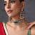 Gold plated emerald green polki choker set