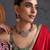 Gold plated ruby red polki necklace set