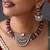 Gold plated ruby red polki necklace set