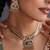 Gold plated mint green polki necklace set