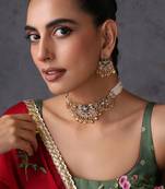 Gold plated multicolor temple motif choker set