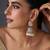 Gold plated white beaded polki jhumka earrings