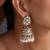 Gold plated white beaded polki jhumka earrings