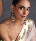 Gold plated emerald green polki jhumka earrings