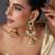 Gold plated emerald green polki kundan jhumka earrings