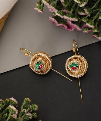 Gold plated multicolor polki ear cuffs 2