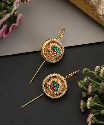 Gold plated multicolor polki ear cuffs 4