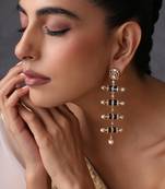 Gold plated blue polki dangler earrings