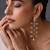 Gold plated blue polki dangler earrings