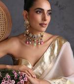 Gold plated multicolor polki choker set