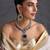 Gold plated sapphire blue polki necklace set