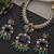Gold plated sapphire blue polki necklace set