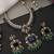Gold plated sapphire blue polki necklace set