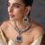 Gold plated sapphire blue polki necklace set