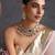 Gold plated emerald green stones polki necklace set