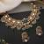 Gold plated emerald green stones polki necklace set