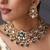 Gold plated emerald green stones polki necklace set