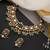 Gold plated emerald green stones polki necklace set