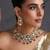 Gold plated emerald green stones polki necklace set