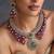 Ruby pink and emerald green polki necklace set
