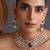 Gold plated ruby red polki necklace set with maang tikka